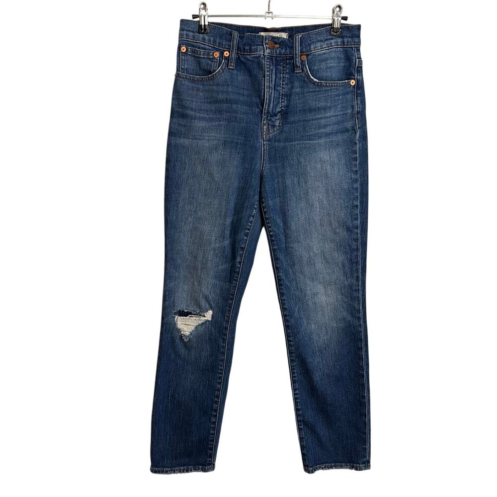 Madewell Jeans Womens 26 Blue Perfect Vintage Crop Straight High Rise Distressed